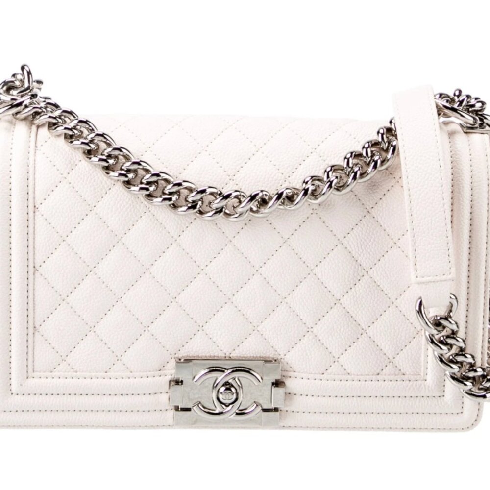Chanel Boy Bag in White with Silver Hardware